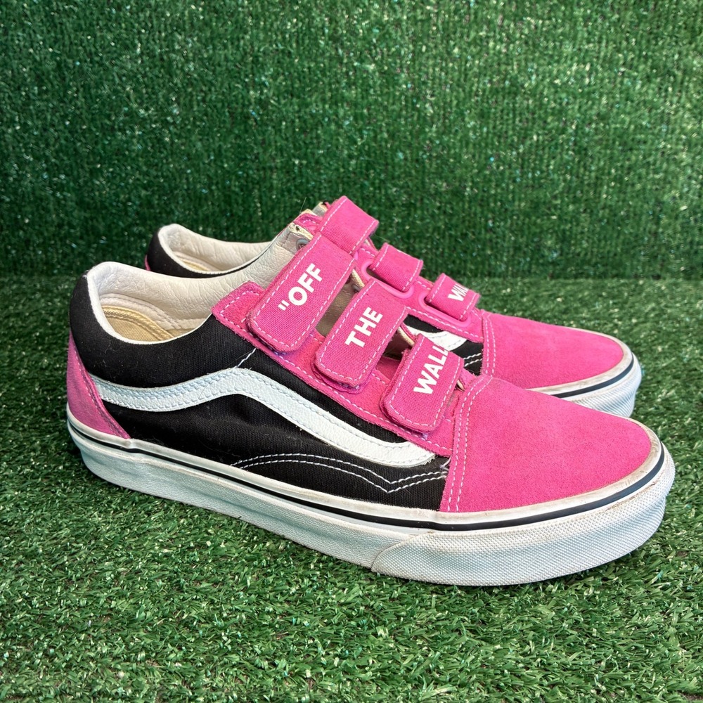 Vans Old Skool V Off The Wall Suede Canvas Skate Shoes Pink Black Womens Size 9